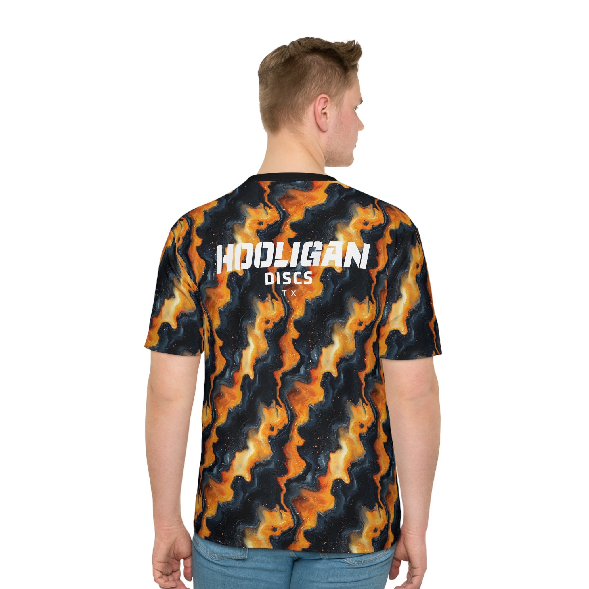 Men's Loose T-Shirt - Stylish Abstract Flame Design